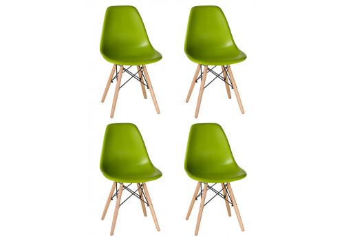  Набор 4 шт Стул обеденный DOBRIN DSW, ножки светлый бук, цвет салатовый (G-08), фото 1 