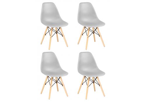  Набор 4 шт Стул обеденный DOBRIN DSW, ножки светлый бук, цвет светло-серый (GR-01), фото 1 