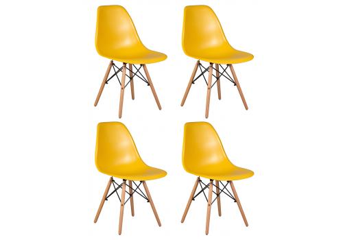 Набор 4 шт Стул обеденный DOBRIN DSW, ножки светлый бук, цвет горчичный (Y-03), фото 1 
