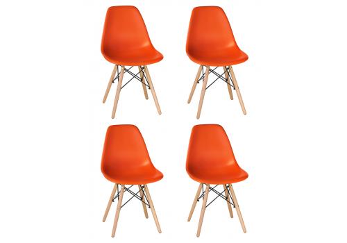  Набор 4 шт Стул обеденный DOBRIN DSW, ножки светлый бук, цвет оранжевый (O-02), фото 1 
