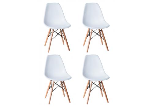  Набор 4 шт Стул обеденный DOBRIN DSW, ножки светлый бук, цвет белый (W-02), фото 1 