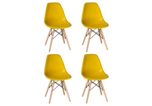  Набор 4 шт Стул обеденный DOBRIN DSW, ножки светлый бук, цвет жёлтый (Y-01), фото 1 