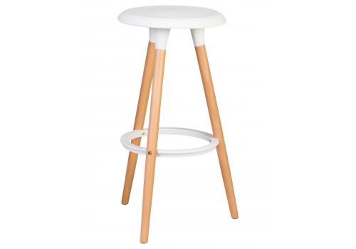  Табурет барный DOBRIN ROYCE, ножки светлый бук, цвет белый (W-02), фото 1 