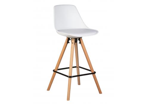  Стул полубарный DOBRIN RONNI, ножки светлый бук, белый (ZL-W-02), фото 1 