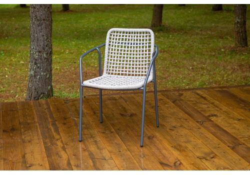  "Тунис" стул плетеный из роупа, каркас алюминий темно-серый (RAL7024), роуп светло-серый, фото 1 