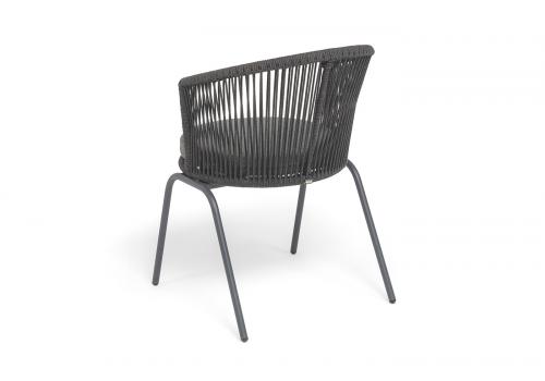  "Люксембург" стул плетеный из роупа, каркас из стали темно-серый (RAL7024) муар, роуп темно-серый круглый, ткань темно-серая 027, фото 5 