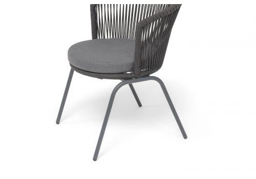  "Люксембург" стул плетеный из роупа, каркас из стали темно-серый (RAL7024) муар, роуп темно-серый круглый, ткань темно-серая 027, фото 6 