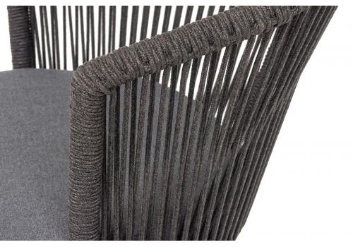  "Люксембург" стул плетеный из роупа, каркас из стали темно-серый (RAL7024) муар, роуп темно-серый круглый, ткань темно-серая 027, фото 7 