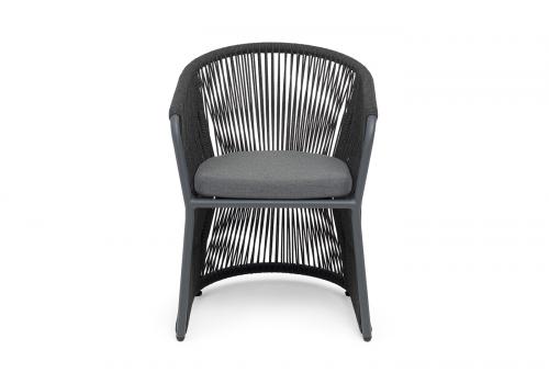  "Романо" стул плетеный из роупа, каркас алюминий темно-серый (RAL7024) муар, роуп темно-серый круглый, ткань темно-серая 027, фото 2 