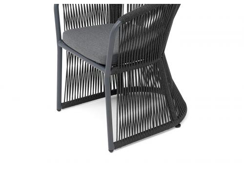  "Романо" стул плетеный из роупа, каркас алюминий темно-серый (RAL7024) муар, роуп темно-серый круглый, ткань темно-серая 027, фото 4 
