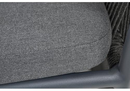  "Романо" стул плетеный из роупа, каркас алюминий темно-серый (RAL7024) муар, роуп темно-серый круглый, ткань темно-серая 027, фото 6 