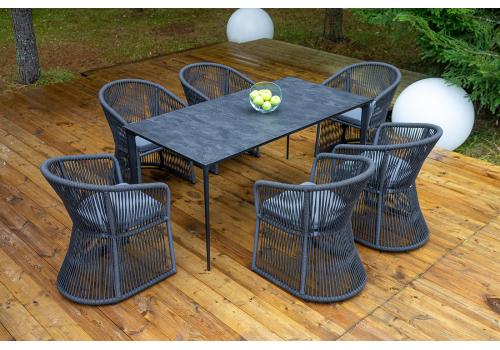  "Романо" обеденная группа на 6 персон, каркас темно-серый, роуп темно-серый, фото 1 