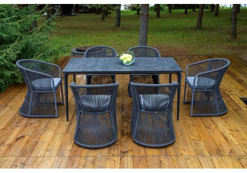  "Романо" обеденная группа на 6 персон, каркас темно-серый, роуп темно-серый, фото 2 