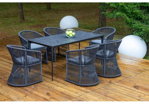  "Романо" обеденная группа на 6 персон, каркас темно-серый, роуп темно-серый, фото 4 