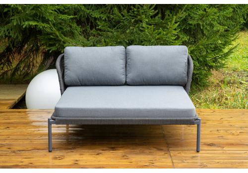  "Позитано" лежак плетеный из роупа, каркас алюминий темно-серый (RAL7024) муар, роуп темно-серый круглый, ткань темно-серая 027, фото 4 