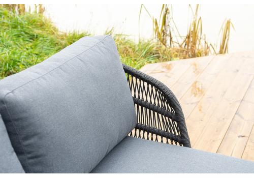  "Позитано" лежак плетеный из роупа, каркас алюминий темно-серый (RAL7024) муар, роуп темно-серый круглый, ткань темно-серая 027, фото 6 