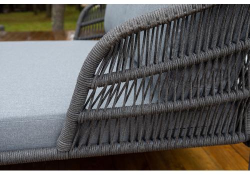  "Позитано" лежак плетеный из роупа, каркас алюминий темно-серый (RAL7024) муар, роуп темно-серый круглый, ткань темно-серая 027, фото 7 