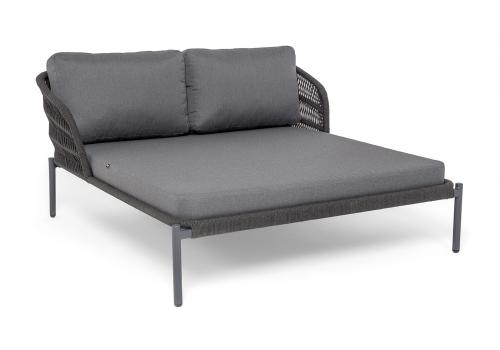  "Позитано" лежак плетеный из роупа, каркас алюминий темно-серый (RAL7024) муар, роуп темно-серый круглый, ткань темно-серая 027, фото 10 
