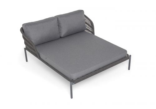  "Позитано" лежак плетеный из роупа, каркас алюминий темно-серый (RAL7024) муар, роуп темно-серый круглый, ткань темно-серая 027, фото 11 