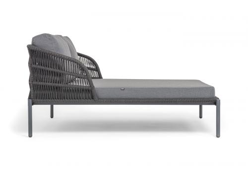  "Позитано" лежак плетеный из роупа, каркас алюминий темно-серый (RAL7024) муар, роуп темно-серый круглый, ткань темно-серая 027, фото 13 