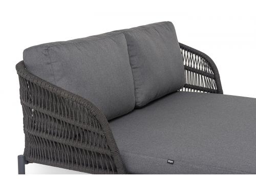  "Позитано" лежак плетеный из роупа, каркас алюминий темно-серый (RAL7024) муар, роуп темно-серый круглый, ткань темно-серая 027, фото 15 