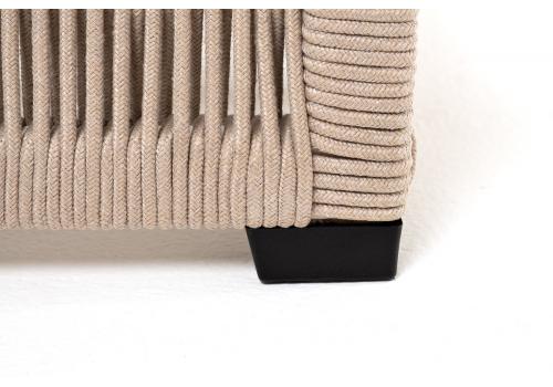  "Ривьера" шезлонг плетеный из роупа, каркас алюминий белый муар, роуп бежевый круглый, ткань бежевая 052, фото 5 