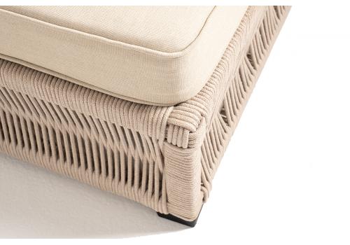  "Ривьера" шезлонг плетеный из роупа, каркас алюминий белый муар, роуп бежевый круглый, ткань бежевая 052, фото 8 