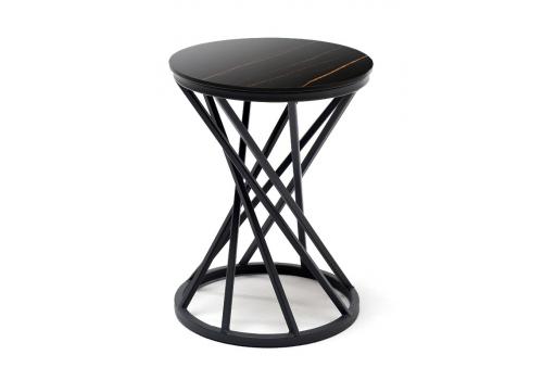  "Сантьяго" журнальный стол из HPL круглый Ø40 H55, каркас из стали темно-серый (RAL 7024), цвет столешницы "черный мрамор", фото 1 