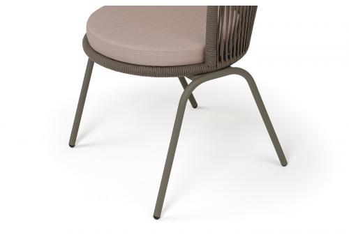  "Люксембург" стул плетеный из роупа, каркас из стали бежево-серый (RAL7006) муар, роуп коричневый круглый, ткань Mossle бежевая, фото 6 