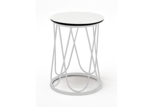  "Перу" журнальный стол из HPL круглый Ø40 H55, каркас из стали серый (RAL 7024), цвет столешницы "дуб", фото 1 