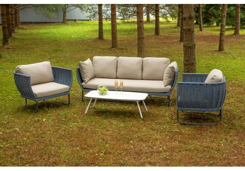  "Фиджи" лаунж-зона 5-местная плетеная из роупа (веревки), каркас алюминиевый темно-серый, роуп синий (KT18-014), фото 4 