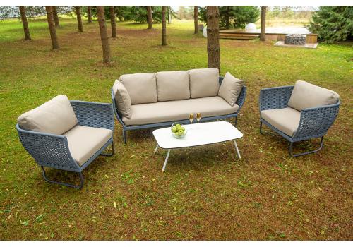  "Фиджи" лаунж-зона 5-местная плетеная из роупа (веревки), каркас алюминиевый темно-серый, роуп синий (KT18-014), фото 6 