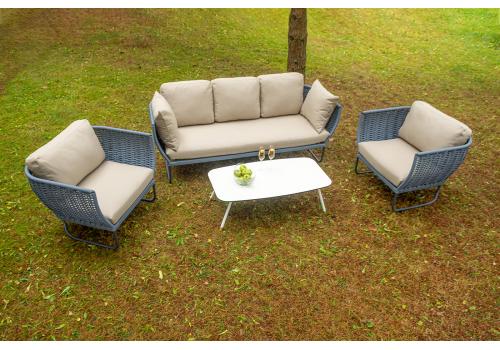  "Фиджи" лаунж-зона 5-местная плетеная из роупа (веревки), каркас алюминиевый темно-серый, роуп синий (KT18-014), фото 7 