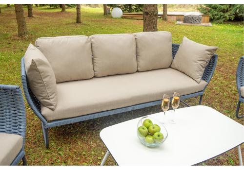  "Фиджи" лаунж-зона 5-местная плетеная из роупа (веревки), каркас алюминиевый темно-серый, роуп синий (KT18-014), фото 8 