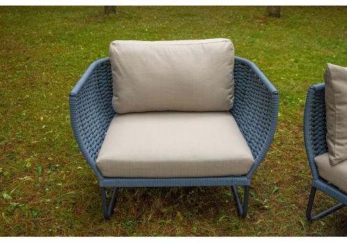  "Фиджи" лаунж-зона 5-местная плетеная из роупа (веревки), каркас алюминиевый темно-серый, роуп синий (KT18-014), фото 11 