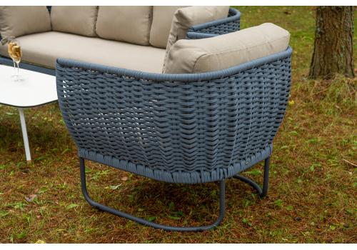  "Фиджи" лаунж-зона 5-местная плетеная из роупа (веревки), каркас алюминиевый темно-серый, роуп синий (KT18-014), фото 12 