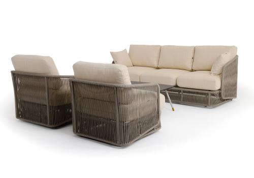  "Альбано" лаунж-зона 5-местная плетеная из роупа (веревки), каркас алюминиевый светло-серый, роуп серый меланж, фото 19 