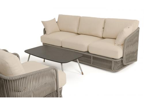  "Альбано" лаунж-зона 5-местная плетеная из роупа (веревки), каркас алюминиевый светло-серый, роуп серый меланж, фото 21 