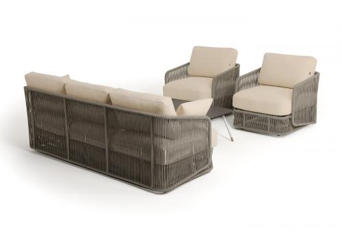  "Альбано" лаунж-зона 5-местная плетеная из роупа (веревки), каркас алюминиевый светло-серый, роуп серый меланж, фото 22 