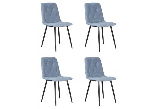  Набор 4 шт Стул обеденный DOBRIN CHILLY ROMBO, Серо-голубой Simple 26, основание черное, фото 1 
