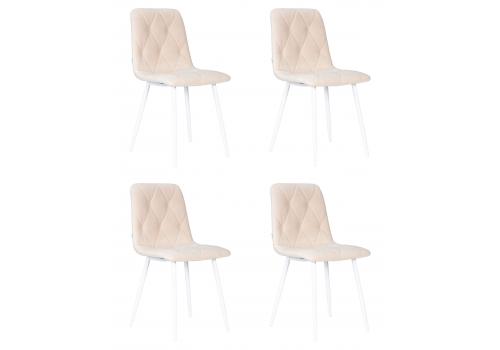  Набор 4 шт Стул обеденный DOBRIN CHILLY ROMBO, Бежевый Simple 44, основание белое, фото 1 
