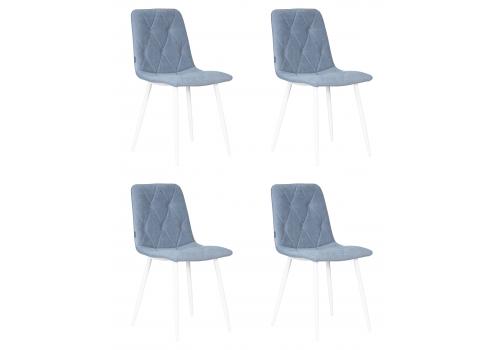  Набор 4 шт Стул обеденный DOBRIN CHILLY ROMBO, Серо-голубой Simple 26, основание белый, фото 1 