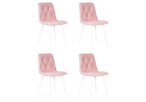  Набор 4 шт Стул обеденный DOBRIN CHILLY ROMBO, Розовый Simple 03, основание белый, фото 1 