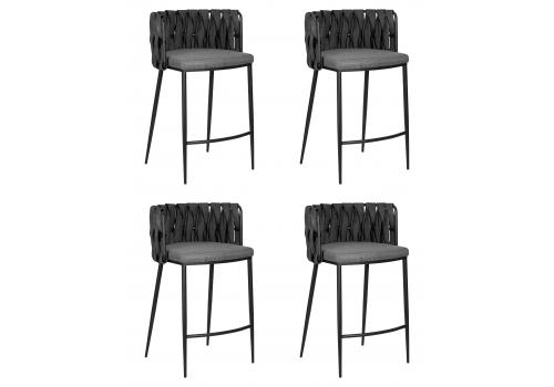  Набор 4 шт Стул полубарный DOBRIN AMELIA COUNTER, серая ткань (F-48), темно-серый винтажный PU (MF-12), фото 1 