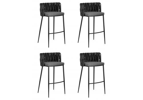  Набор 4 шт Стул барный DOBRIN AMELIA, серая ткань (F-48), темно-серый винтажный PU (MF-12), фото 1 