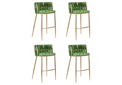  Набор 4 шт Стул барный DOBRIN EMMA GOLD, зеленый велюр (VF-08), фото 1 