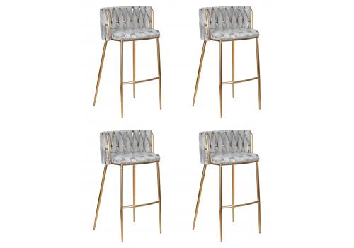  Набор 4 шт Стул барный DOBRIN EMMA GOLD, светло-серый велюр (135-37), фото 1 