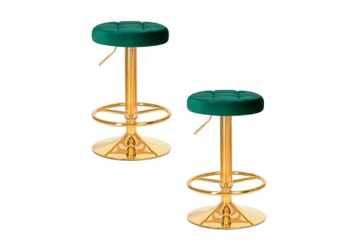 Набор 2 шт Табурет барный DOBRIN BRUNO GOLD, зеленый велюр (MJ9-88), фото 1 