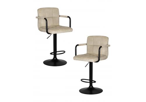  Набор 2 шт Стул барный DOBRIN KRUGER ARM BLACK, бежевый вельвет (LAR-E2041-04), фото 1 