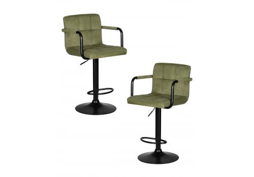  Набор 2 шт Стул барный DOBRIN KRUGER ARM BLACK, зеленый вельвет (LAR-E2041-7), фото 1 
